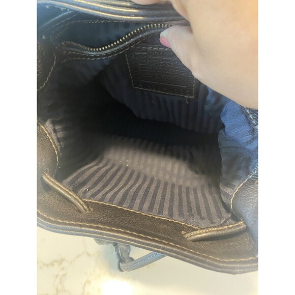 VINTAGE COACH BACKPACK BROWN PEBBLE LEATHER LUXURY SONOMA DRAWSTRING - Picture 9 of 15